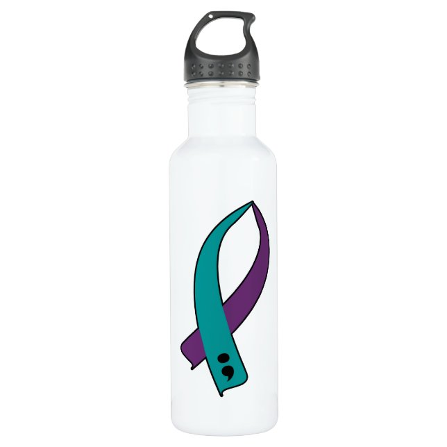 Suicide Awareness Ribbon Stainless Steel Water Bottle (Front)