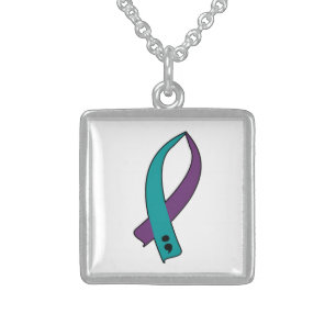 Suicide Awareness Ribbon Sterling Silver Necklace