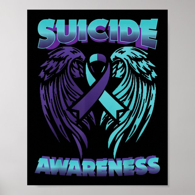 Suicide Awareness Ribbon Wings Suicide Prevention  Poster (Front)