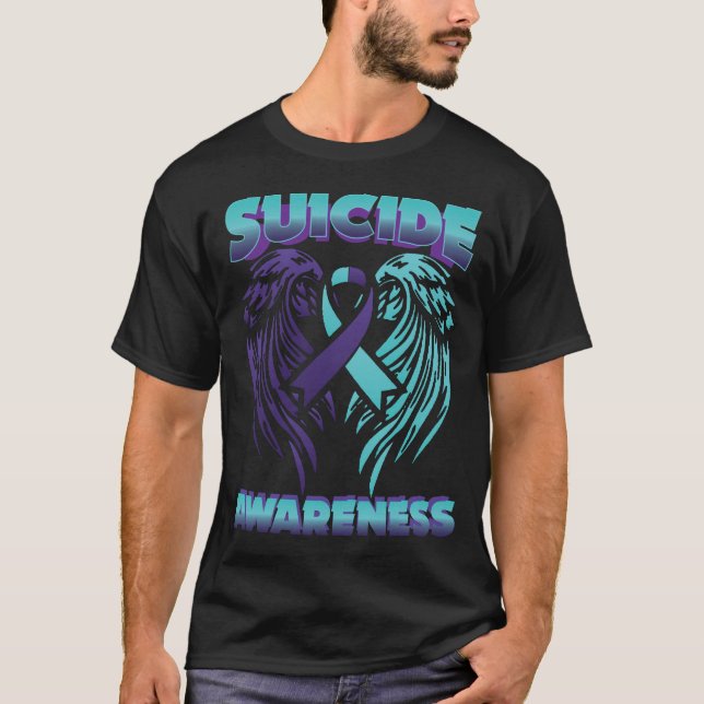 Suicide Awareness Ribbon Wings Suicide Prevention T-Shirt (Front)