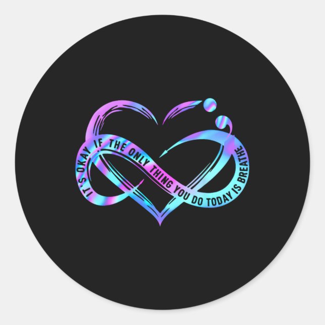 Suicide Awareness Semicolon 988 Gift Ideas 2  Classic Round Sticker (Front)
