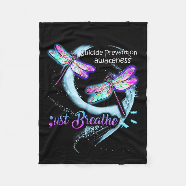 Suicide Awareness Shirt Just Breathe Suicide Preve Fleece Blanket (Front)