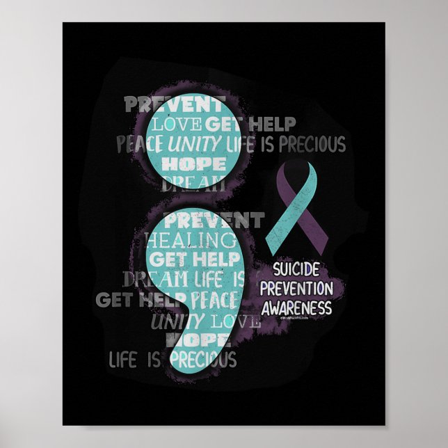 Suicide Awareness Shirt Suicide Prevention Semicol Poster (Front)