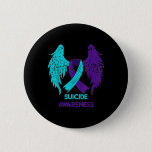 Suicide Awareness Shirt Wings And Ribbon Teal And Button