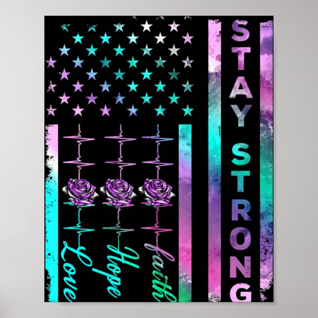 Suicide Awareness Stay Strong US American Distress Poster (Front)