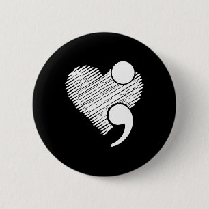Suicide Awareness - Suicide Prevention Heart Semic Button