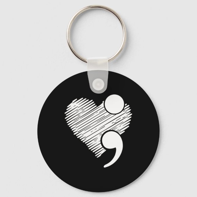 Suicide Awareness - Suicide Prevention Heart Semic Keychain (Front)