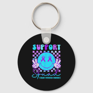 Suicide Awareness Teal & Purple Ribbon Suprt G Keychain