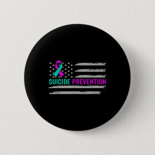 Suicide Awareness Usa American Flag Mental Health  Button