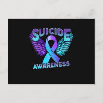 Suicide Awareness Wings And Ribbon Suicide Prevent Announcement Postcard