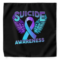 Suicide Awareness Wings And Ribbon Suicide Prevent Bandana