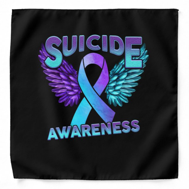 Suicide Awareness Wings And Ribbon Suicide Prevent Bandana (Front)
