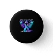 Suicide Awareness Wings And Ribbon Suicide Prevent Button