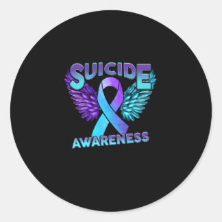 Suicide Awareness Wings And Ribbon Suicide Prevent Classic Round Sticker