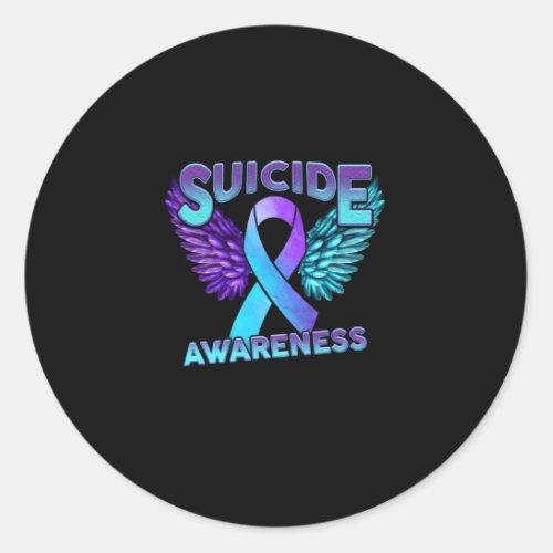 Suicide Awareness Wings And Ribbon Suicide Prevent Classic Round Sticker