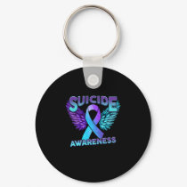 Suicide Awareness Wings And Ribbon Suicide Prevent Keychain