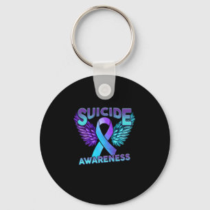 Suicide Awareness Wings And Ribbon Suicide Prevent Keychain