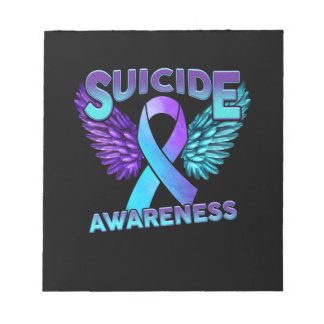 Suicide Awareness Wings And Ribbon Suicide Prevent Notepad