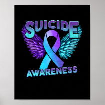 Suicide Awareness Wings And Ribbon Suicide Prevent Poster