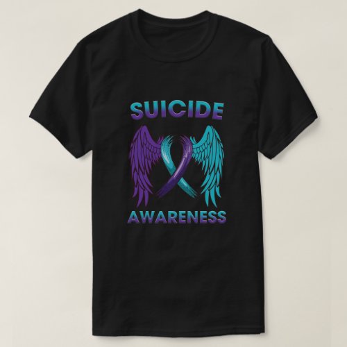 Suicide Awareness Wings And Ribbon Suicide Prevent T_Shirt