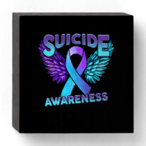 Suicide Awareness Wings And Ribbon Suicide Prevent Wooden Box Sign