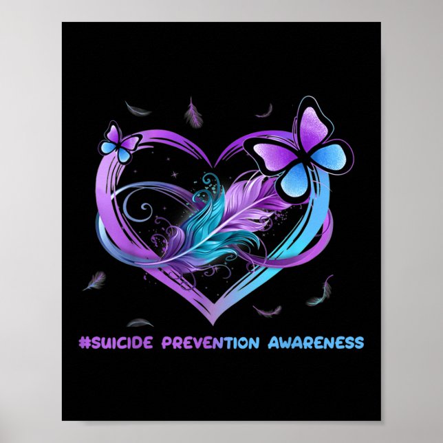 Suicide Awareness Wings Angel Ribbon, Suicide Prev Poster (Front)