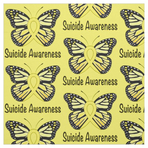 Suicide Butterfly Awareness Ribbon Fabric