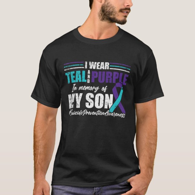 Suicide Depression Teal Purple For Son Prevention T-Shirt (Front)