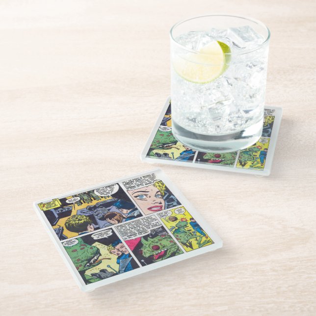 Suicide Fleet Piloted By Fearless Robots Comics Glass Coaster (Angled)