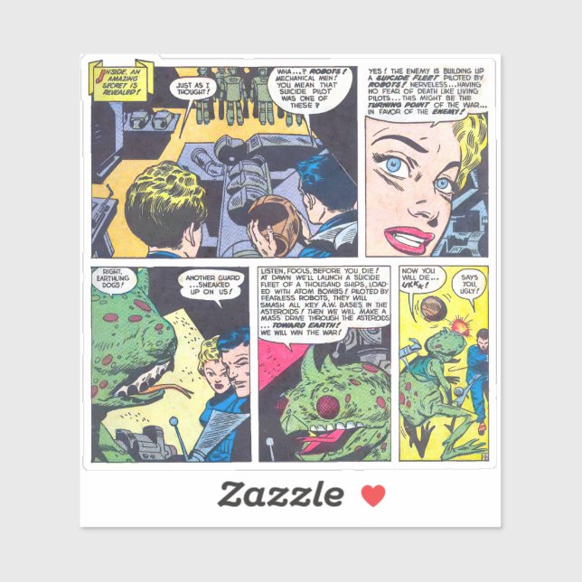 Suicide Fleet Piloted By Fearless Robots Comics Sticker (Sheet)