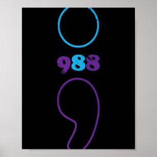 Suicide Prevention 988 Comma Awareness Poster