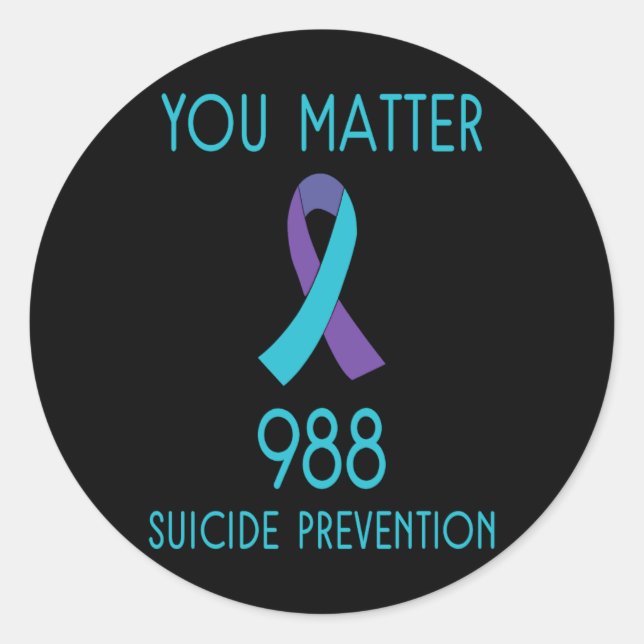 Suicide Prevention 988 Hotline  Classic Round Sticker (Front)