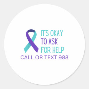 Suicide Prevention 988 Hotline Shirt 988 Suicide C Classic Round Sticker