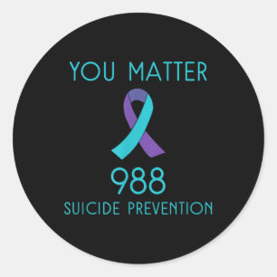 Suicide Prevention 988 Hotline Shirt  Classic Round Sticker