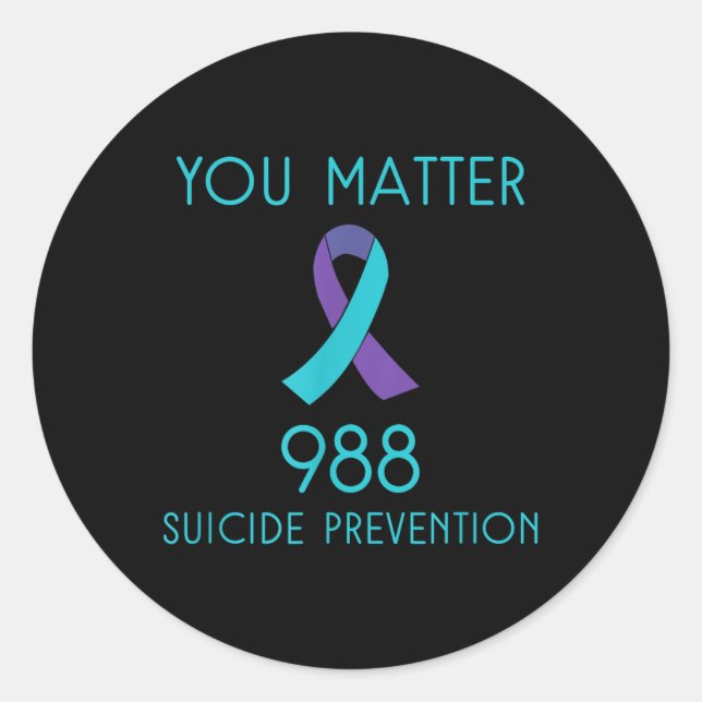 Suicide Prevention 988 Hotline Shirt  Classic Round Sticker (Front)