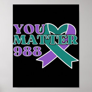 Suicide Prevention 988 You Problem Awareness Ribbo Poster