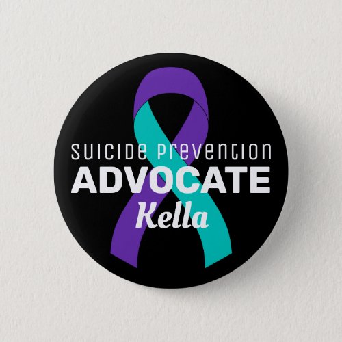 Suicide Prevention Advocate Ribbon Black Button