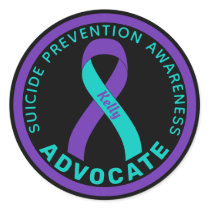 Suicide Prevention Advocate Ribbon Black Classic Round Sticker