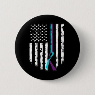 Suicide Prevention American Flag Awareness Ribbon Button