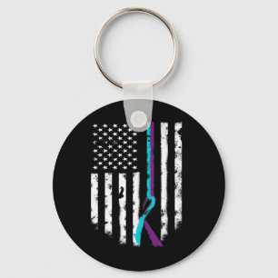 Suicide Prevention American Flag Awareness Ribbon Keychain