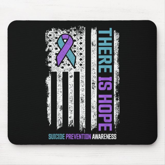 Suicide Prevention American Flag Hope Suicide Awar Mouse Pad (Front)