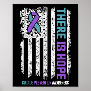 Suicide Prevention American Flag Hope Suicide Awar Poster