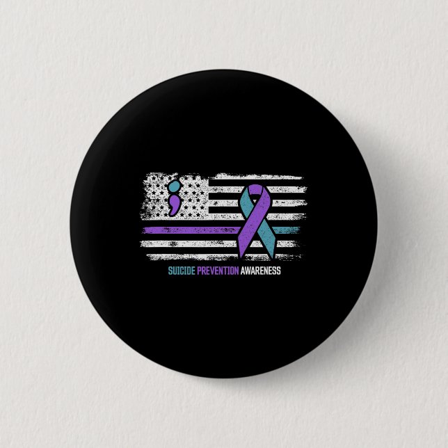 Suicide Prevention American Flag Suicide Awareness Button (Front)