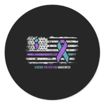 Suicide Prevention American Flag Suicide Awareness Classic Round Sticker