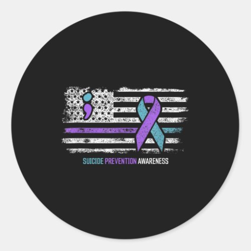 Suicide Prevention American Flag Suicide Awareness Classic Round Sticker