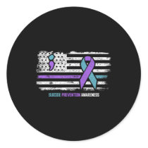 Suicide Prevention American Flag Suicide Awareness Classic Round Sticker