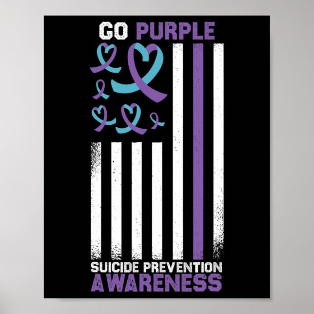 Suicide Prevention American Flag Suicide Awareness Poster (Front)