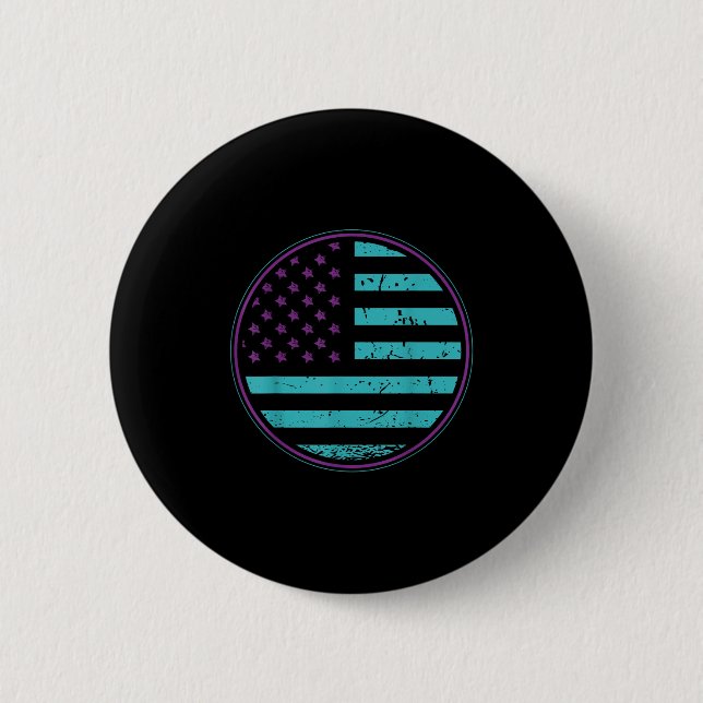 Suicide Prevention American Flag Wear Teal Purple  Button (Front)