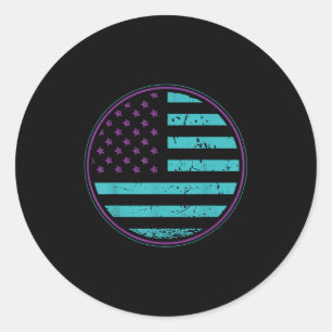 Suicide Prevention American Flag Wear Teal Purple Classic Round Sticker