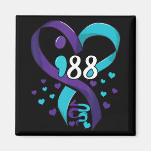 Suicide Prevention Awareness 988 Heart Teal And Pu Magnet